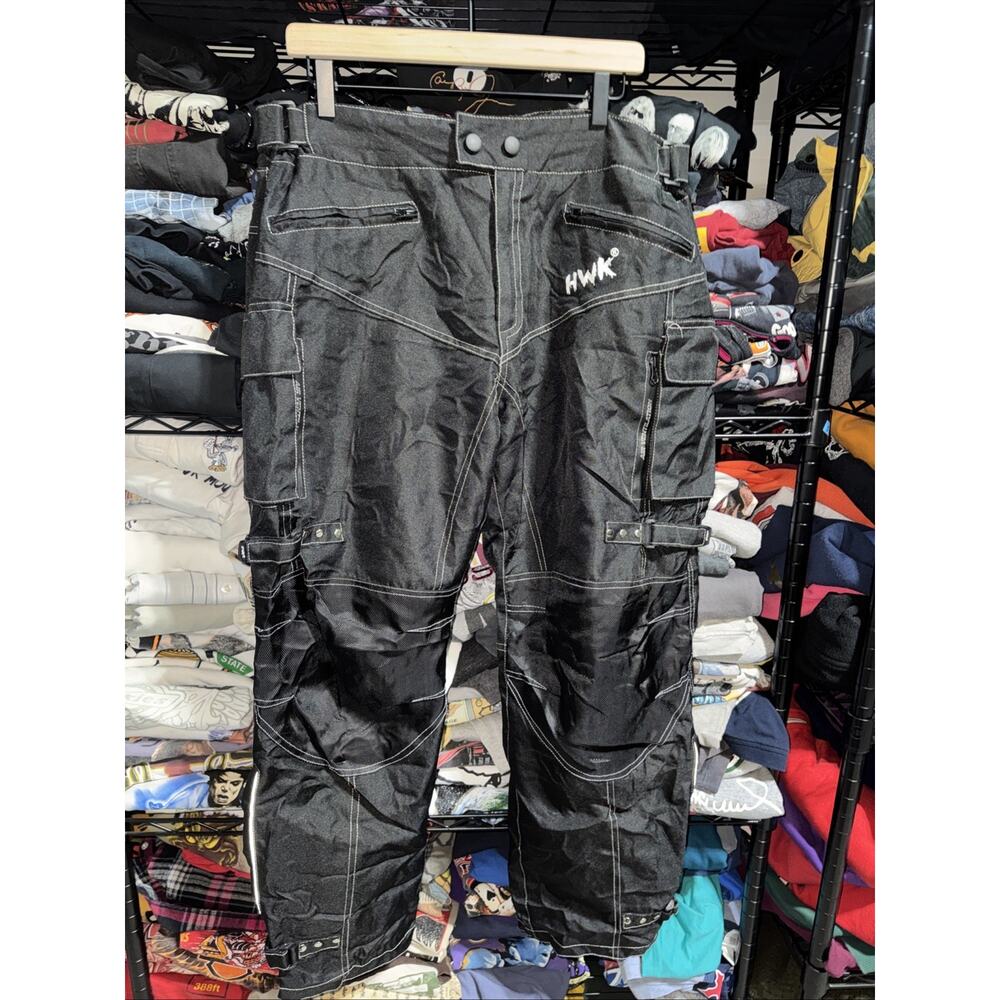 Y2K HWK Motorcyle Riding Black Pants Grunge Style Size Xxl Inseam 30